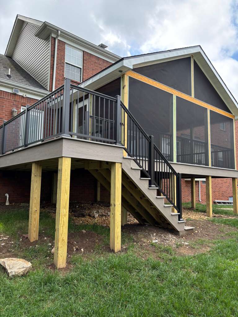 Composite deck with screened porch and stairs in Nashville
